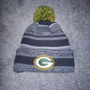 Green Bay Packers New Era Beanie NFL Pom 2014-2015 Grey Black Knit Hat Graphite